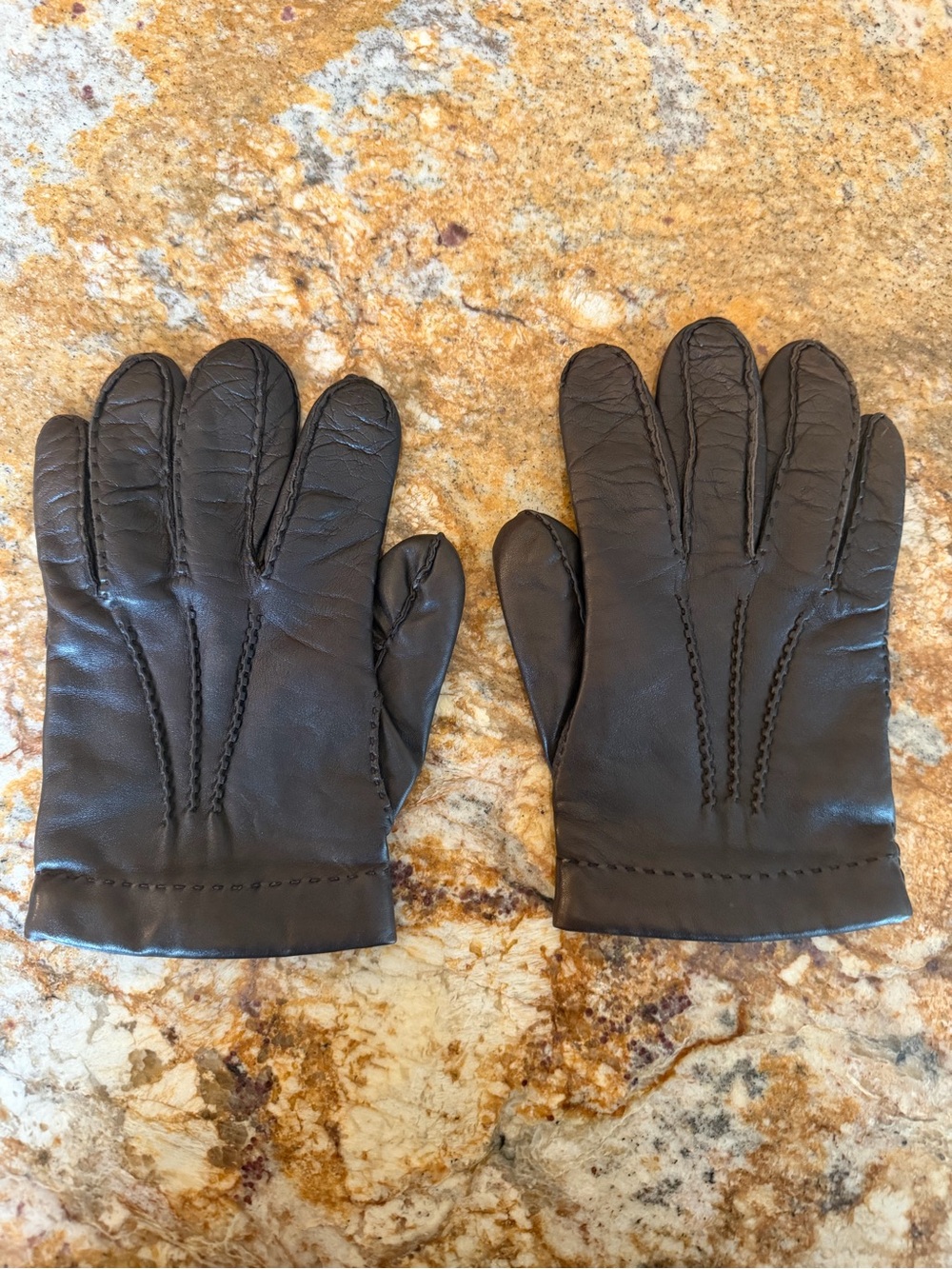 Brooks Brothers Men's Leather Cashmere Lined Gloves Size L